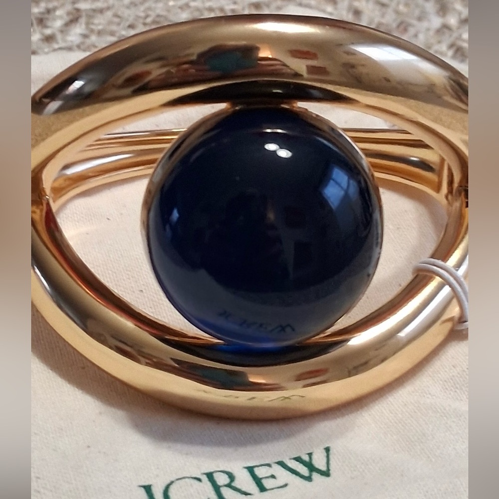 J.CREW WEARABLE ART BLUE STONE CUFF BRACELET NWT - Picture 3 of 9